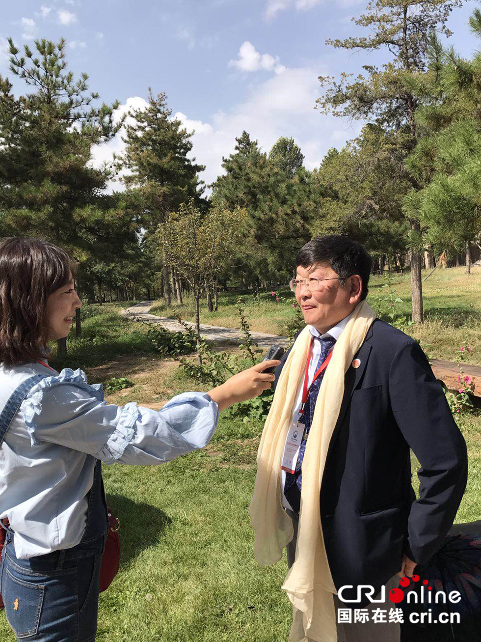 蒙古国驻华大使馆上校国防武官冈卓力格：参展作品的初衷都是为了和平与世界美好_fororder_2、本台记者张坤采访蒙古国驻华大使馆上校国防武官冈卓力格 拷贝