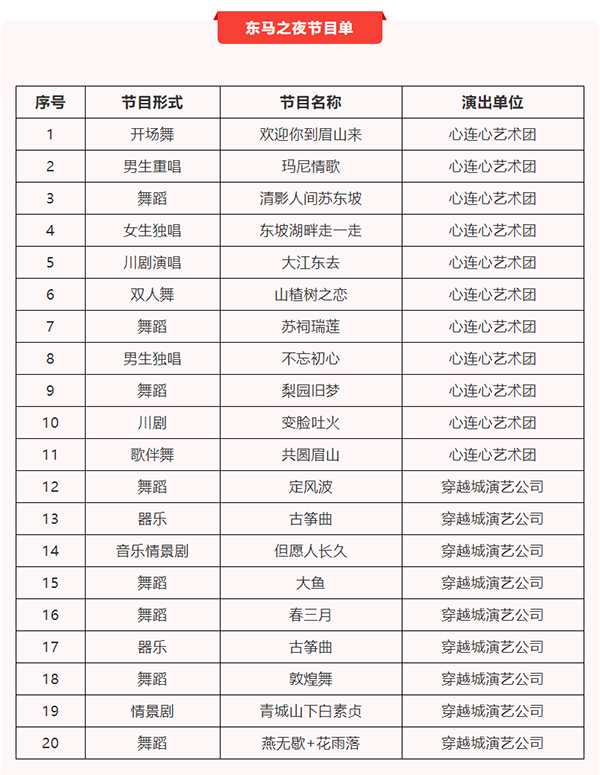 “东马之夜”节目单出炉 20个节目激情来袭_fororder_节目单--供图--东坡区委宣传部
