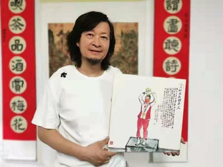 何家林为奥运首金得主杨倩作画致贺