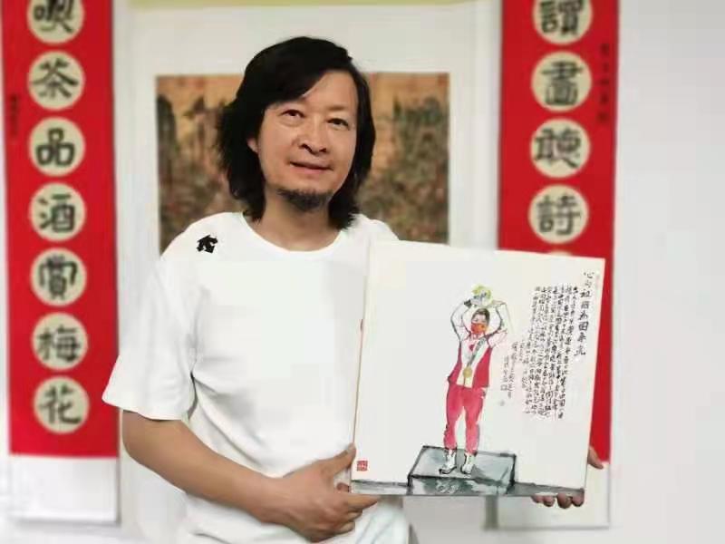 何家林为奥运首金得主杨倩作画致贺