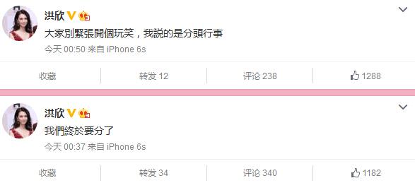 洪欣深夜发文传婚变疑云，闹了半天是开玩笑