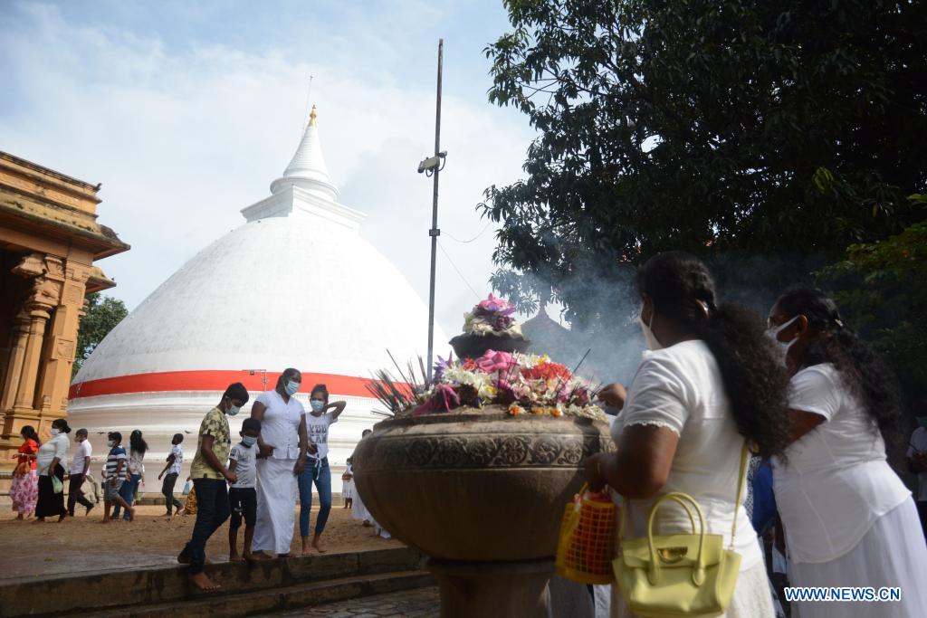 People Celebrate Poya Day in Kelaniya, Sri Lanka