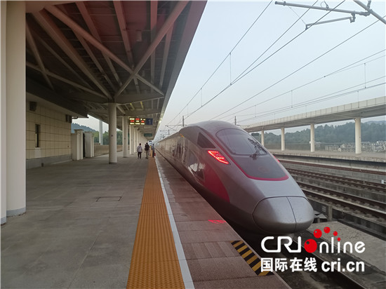 （高铁时代）系列图文报道之一：打卡全国最小高铁站——五府山站_fororder_图2停靠在五府山站的高铁列车