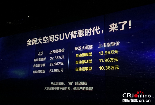 汽车频道【供稿】【资讯列表】售价10.36-13.96万元  吉利大豪越正式上市