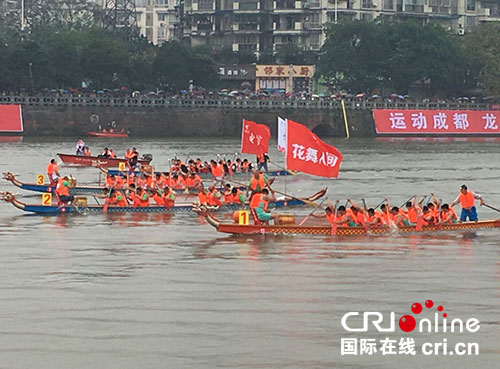 成都首届龙舟赛在新津举行 南河之畔号声再起