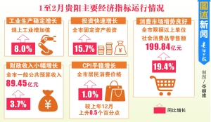 贵阳经济延续恢复态势 1至2月主要经济指标运行在合理区间