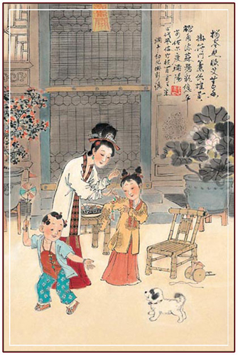 挂荷包和拴五色丝线