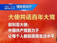 【大使共话百年大党】叙利亚大使：中国共产党致力于让每个人都能提高生活水平