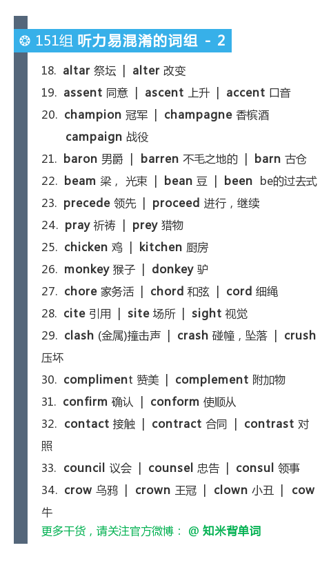 干货| 学会这些近形词/近音词，听力分数蹭蹭蹭！