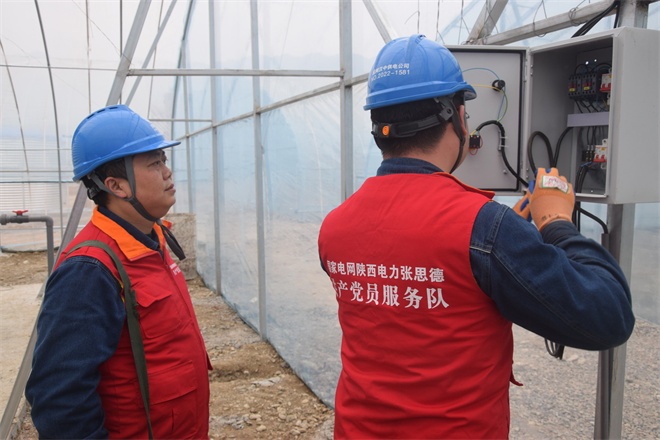 国网陕西电力：春耕春灌保电忙 贴心服务入“心田”_fororder_国网陕西电力员工对蔬菜大棚春灌用电设备进行安全检查 (2).JPG