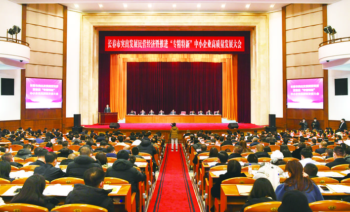 2023年长春市民营经济高质量发展行动计划“新鲜出炉”_fororder_29日，长春市突出发展民营经济暨推进“专精特新”中小企业高质量发展大会召开。 孙建一 摄