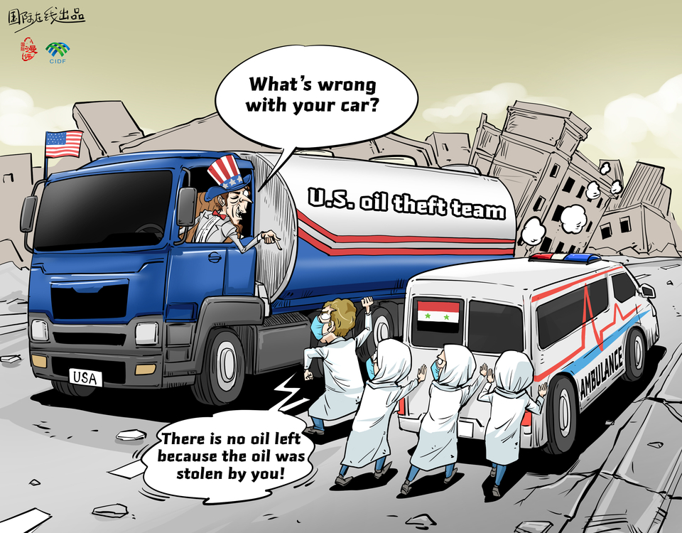 【Editorial Cartoon】There is no oil left because the oil was stolen by you!_fororder_c4702646-9171-44a9-9e39-01fcf0765e14english