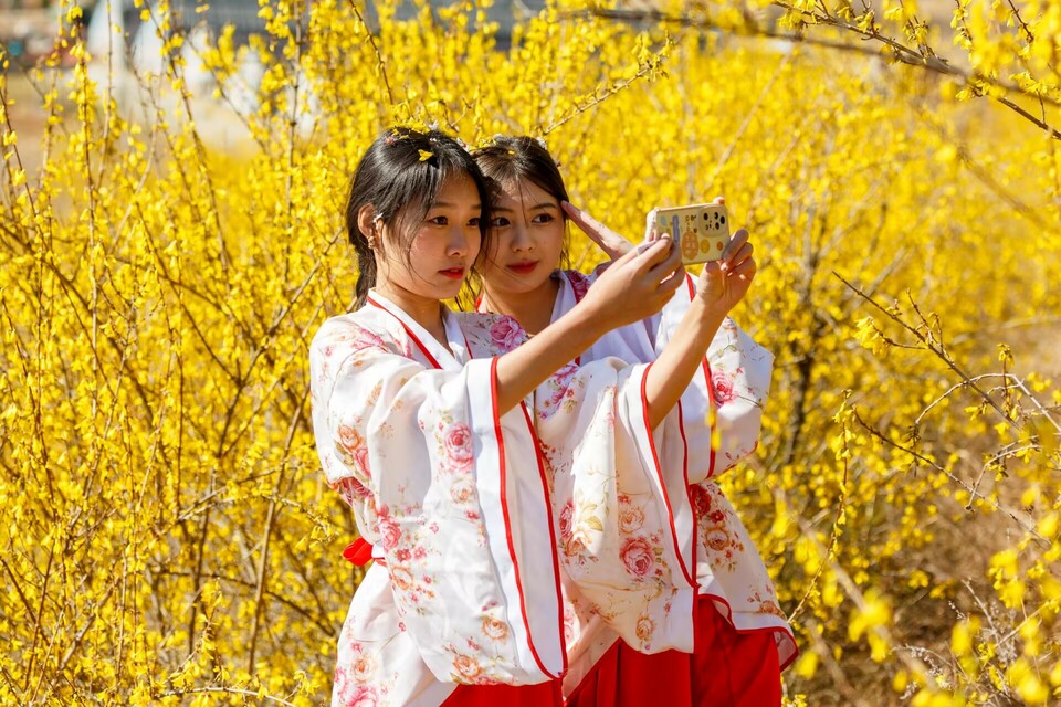 山东淄博：校园春花灿烂 学子推介学校