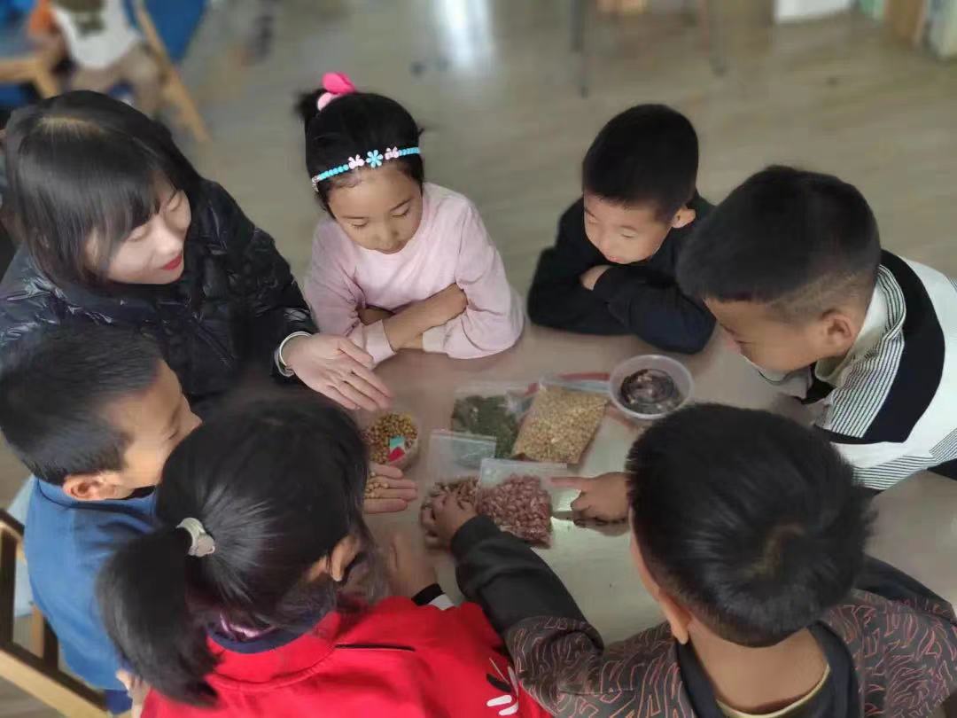 图片默认标题_fororder_教师为幼儿介绍种子