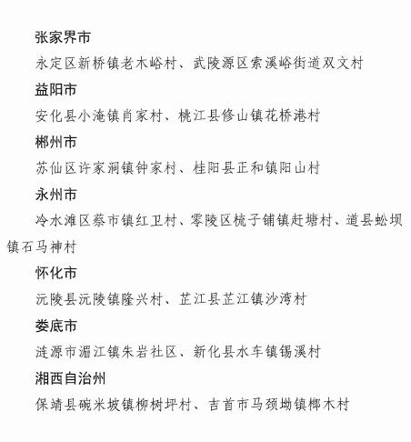 湖南省级美丽乡村示范村名单出炉