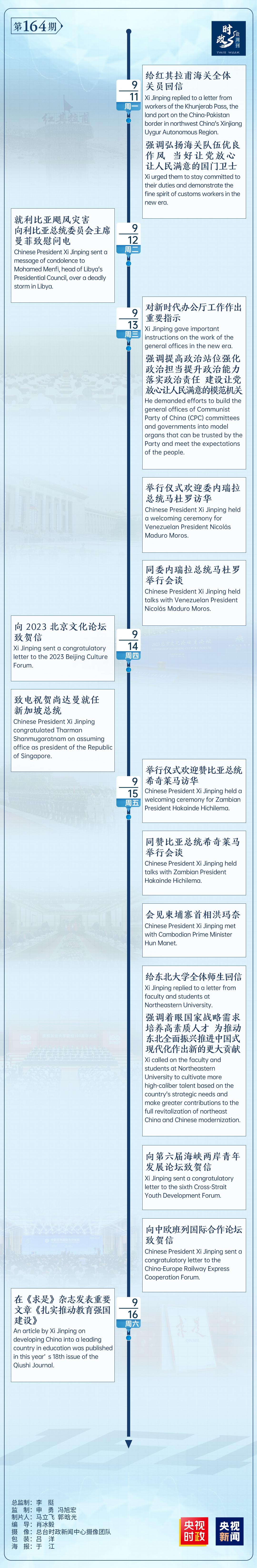 时政微周刊丨总书记的一周（9月11日—9月17日）