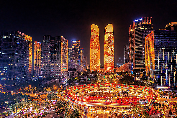 “边赏灯边玩夜” 成都这份最美夜景打卡攻略请收藏_fororder_双子塔夜景-供图-成都市城管委