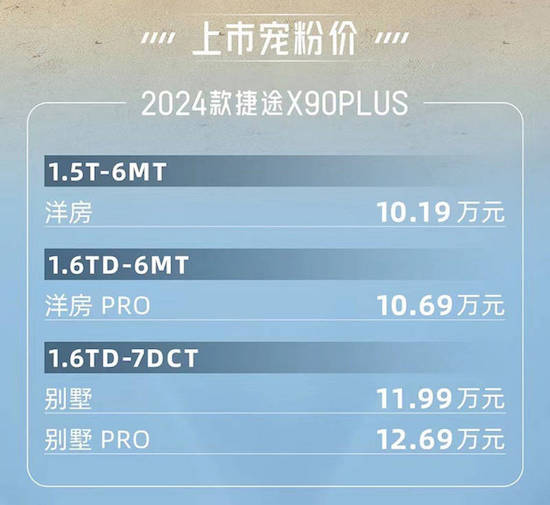 售10.19-12.69万元 2024款捷途X90 PLUS上市_fororder_image002