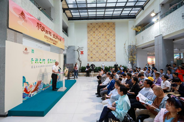 蒙复旦《与丝绸同行》彩墨画展引爆广州海丝热_fororder_图片2