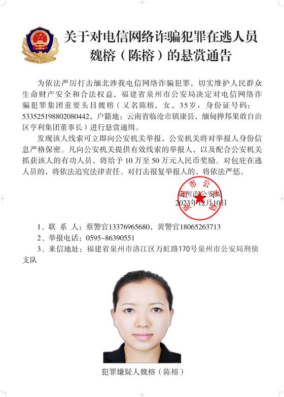 公安机关公开通缉10名缅北果敢自治区电信网络诈骗犯罪集团重要头目