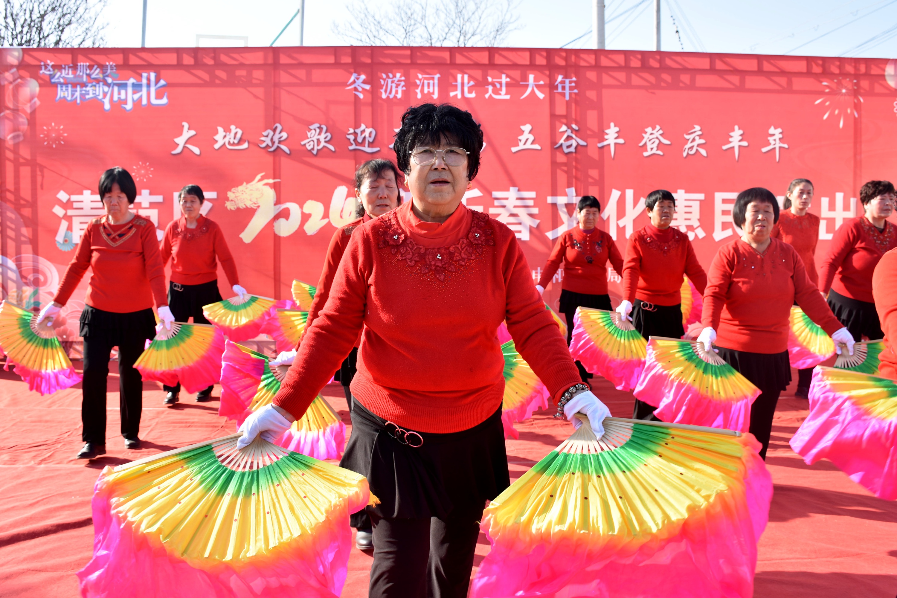 河北清苑：文化下乡迎新春_fororder_村民载歌载舞迎新春。 赵琪摄.JPG
