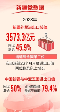 2023年新疆外贸进出口总值破3500亿元  同比增长45.9%