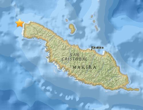 所罗门群岛附近海域发生6.7级地震 无海啸预警