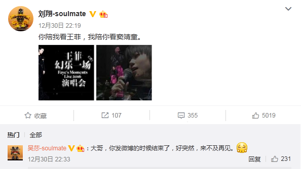刘翔夫妻现身王菲演唱会 飞人：陪吴莎看窦靖童