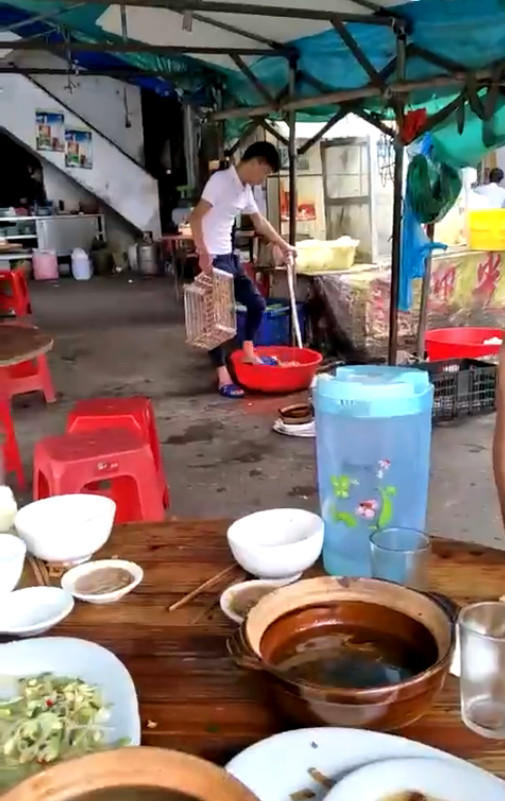 震惊！大排档店员竟然用脚洗菜 这样的大排档你还想去吗！