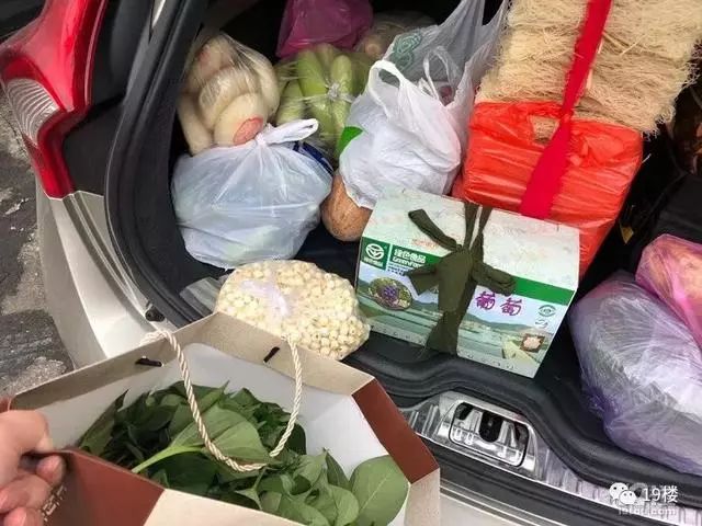 国庆返程网友晒后备箱：感觉妈妈把整块田搬来了