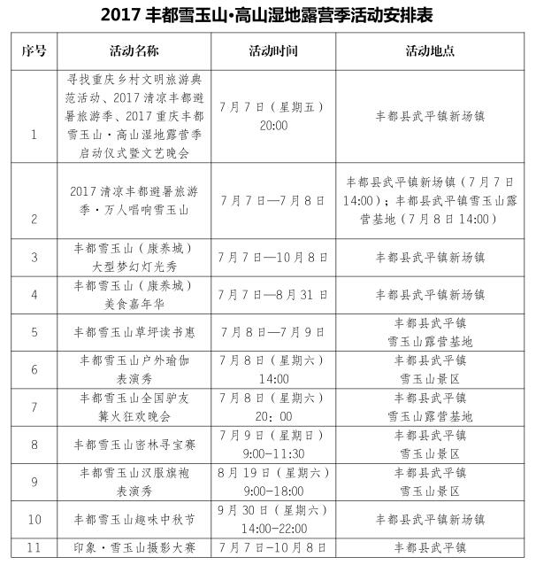 【行游巴渝标题摘要】2017丰都雪玉山·高山湿地露营季7月7日盛大开幕