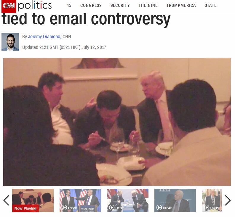 “通俄门”再添新料!CNN公布特朗普与阿拉加罗夫用餐视频
