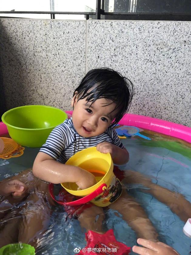 林志颖三子水中嬉戏 三兄弟和谐有爱幸福满满