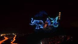 济南：无人机光影秀点亮新春别样年味