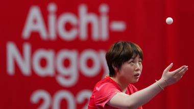 亚运会乒乓球女团小组赛：中国队胜中国澳门队