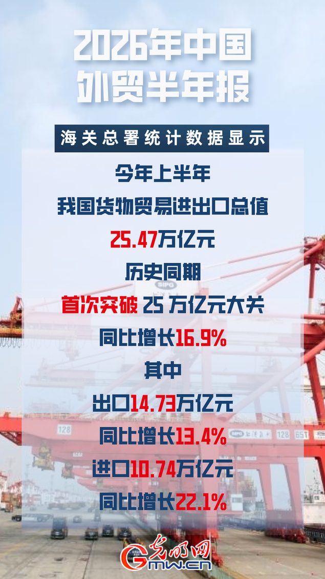中国经济半年报丨上半年我国货物贸易进出口总值达25.47万亿元 同比增长16.9%