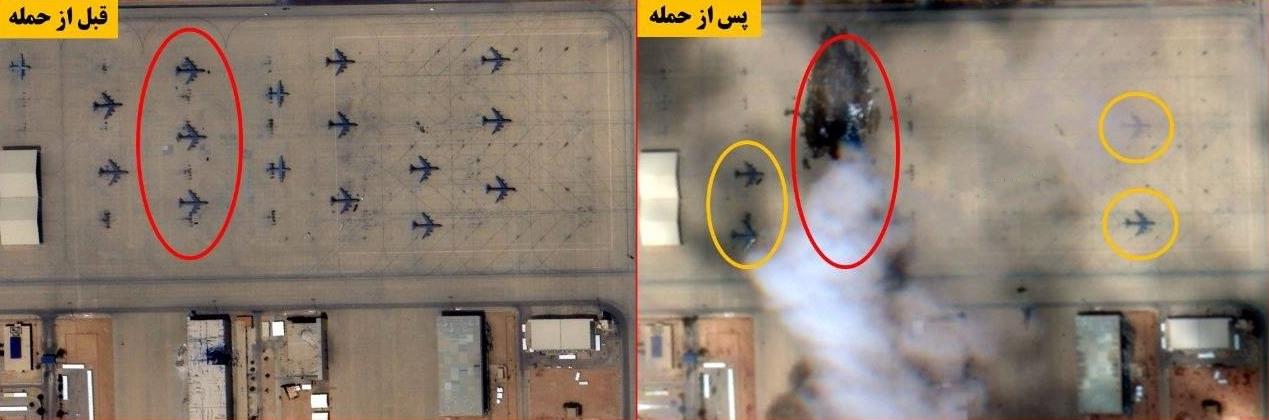 伊朗公布沙特美军基地遭打击前后对比图 多架加油机被毁