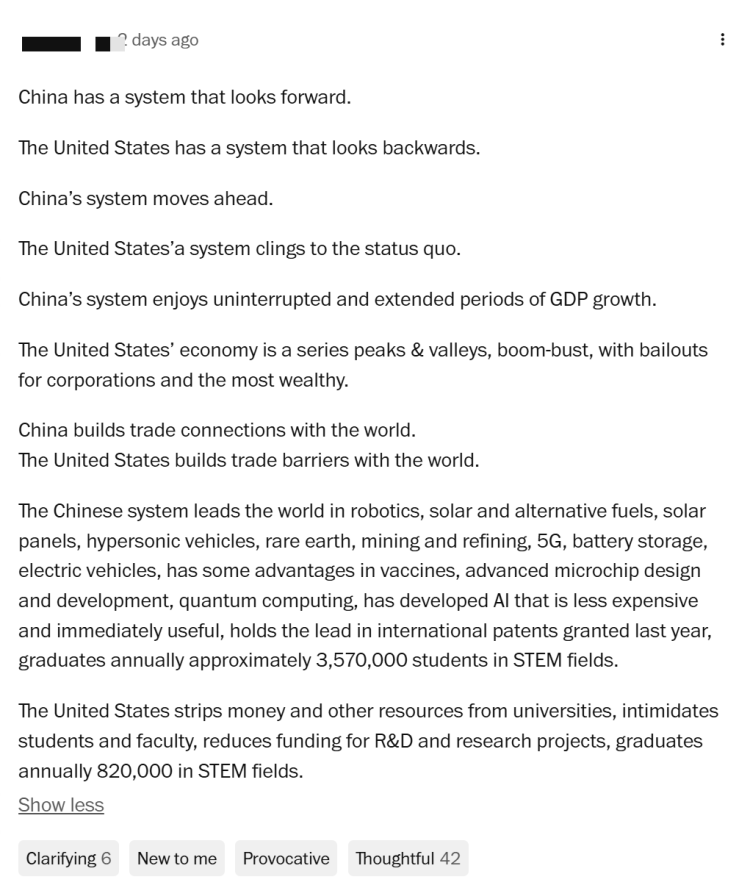 海外网友热议中美差异：拒绝“中国威胁论”点赞真实中国_fororder_图片11