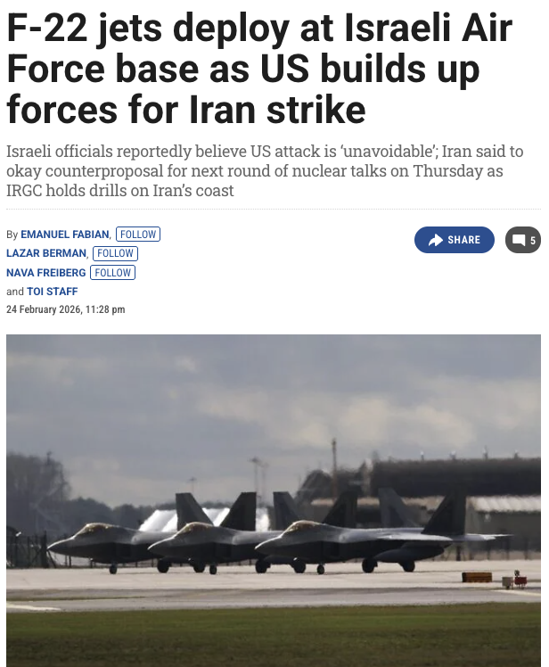 F-22飞抵中东 美以或谋划联合空袭