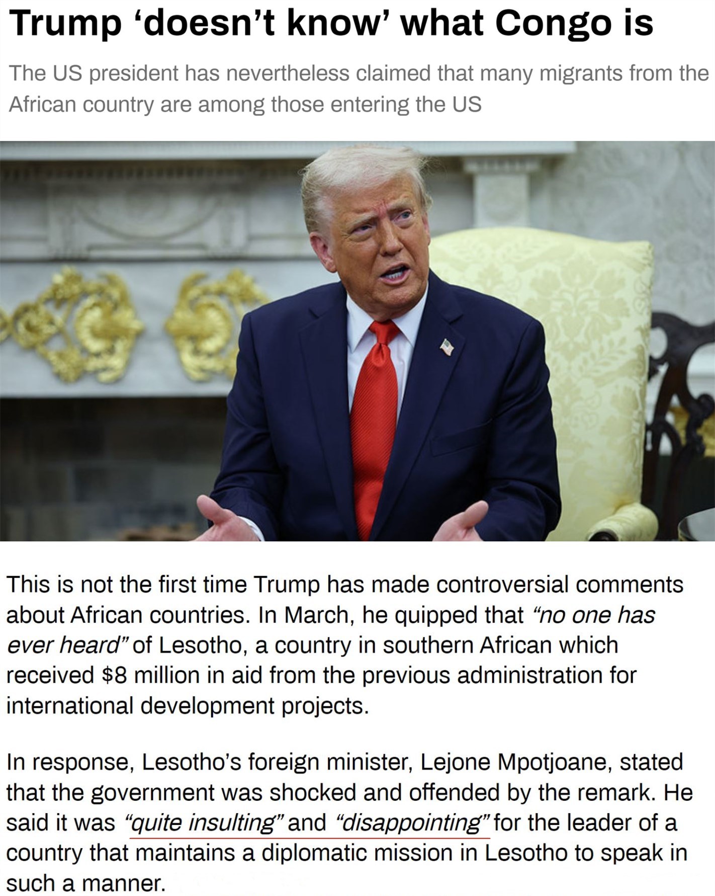 这又是一个他“不知道”的国家