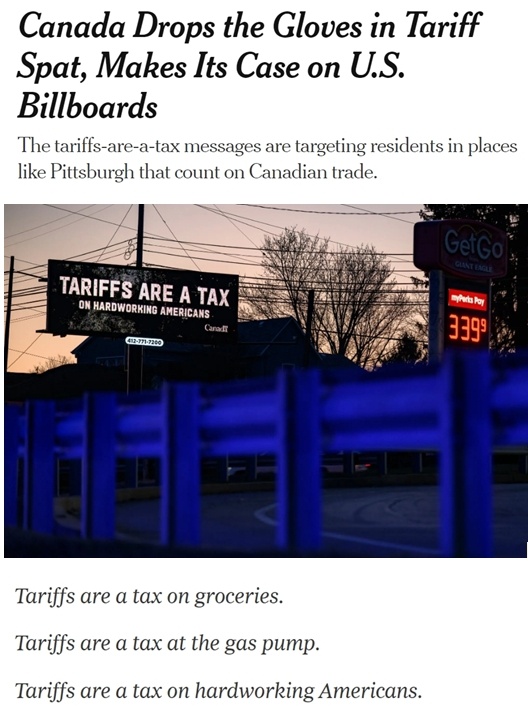 加拿大购买美国广告牌开展“反关税”宣传！