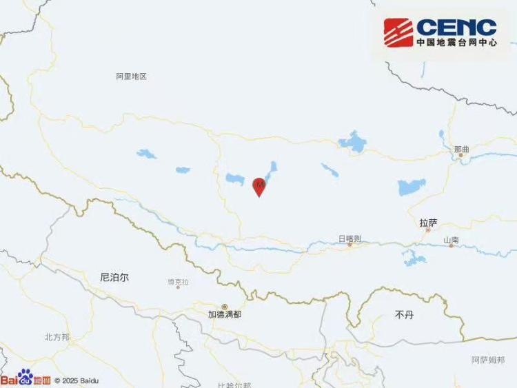西藏日喀则市昂仁县发生3.1级地震 震源深度10公里