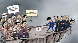 【Editorial Cartoon】 Dragged Toward Abyss of Danger!
