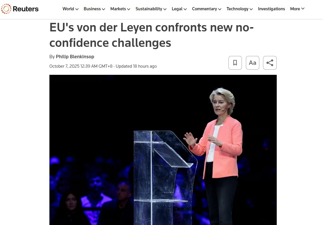 闪评 | 冯德莱恩又遭不信任动议 欧盟领导为何这么不好当？