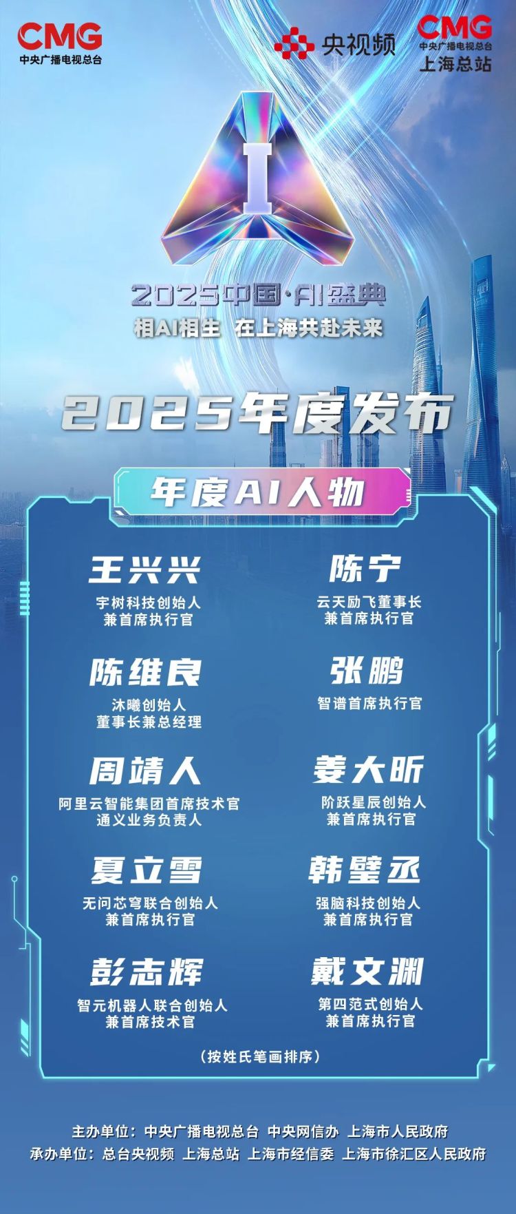 “2025年度AI人物”重磅亮相！总台《2025中国·AI盛典》在沪举行