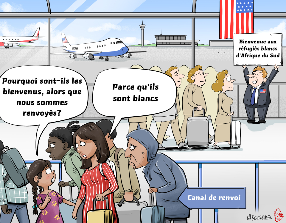 【Actualité en caricatures】La priorité à la couleur de peau_fororder_法【国际漫评】肤色优先