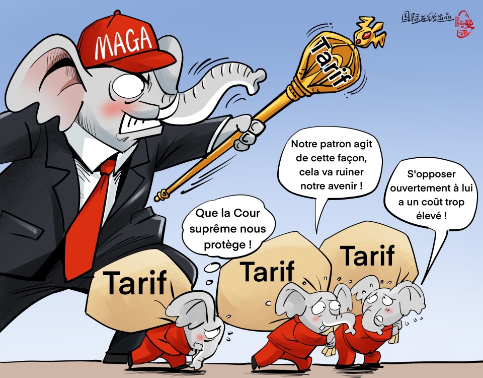 【Actualité en caricatures】 Même ses propres gens ne peuvent plus le soutenir_fororder_法语【国际漫评】自己人也hold不住了