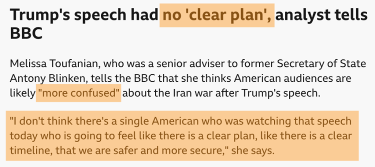 特朗普讲话遭美国舆论花式吐槽