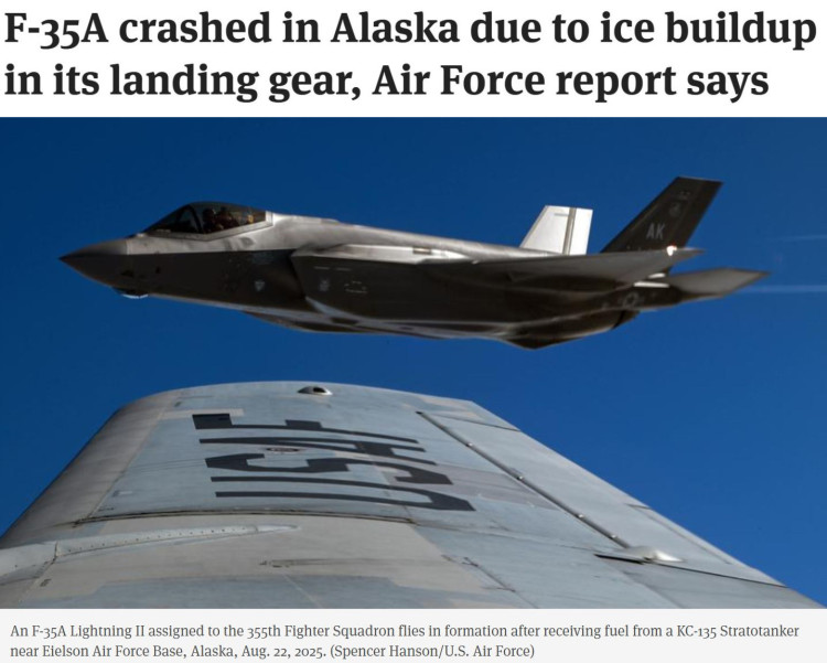 美国空军F-35坠毁原因竟是“油里掺水”！
