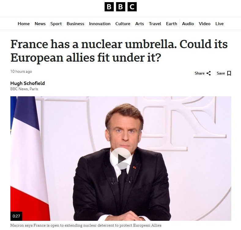 资讯很有聊丨法国“核保护伞”想罩欧洲不新鲜  欧洲多国积极回应更罕见